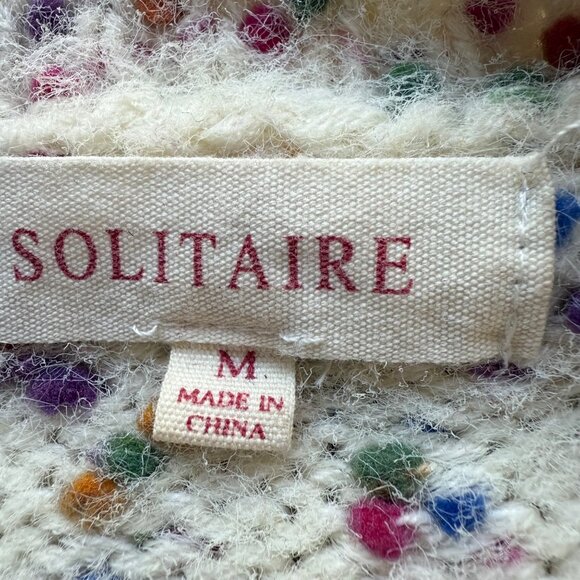 Solitaire Size M Multicolor Chunky Knit Long Sleeve Crewneck Confetti Sweater - Picture 4 of 16